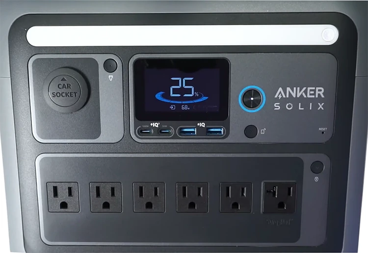 Image of the Anker Solix C1000 portable power station front Connections