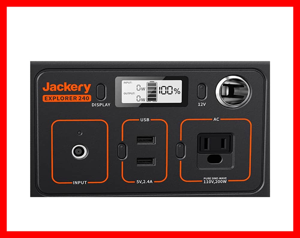 Jackery Explorer 240 Panel Input and Outputs