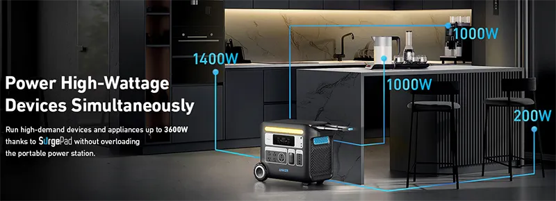 image showing the Anker Powerhouse 767 portable power station's High Wattage capabilities