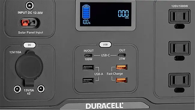 Duracell Power 1000 Connections And Ports