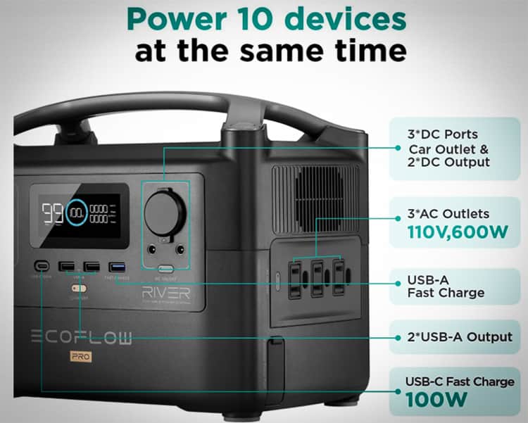 Ecoflow River Pro Power 10 Devices