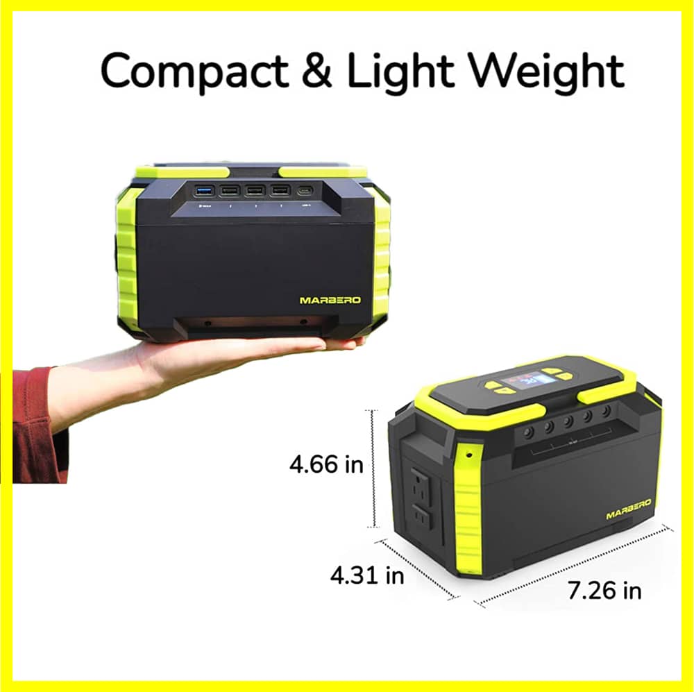 image showing how the Marbero M440 portable power station is light and compact